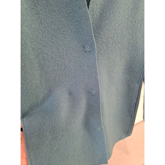 Eileen Fisher Boiled Wool Jacket Snap Closure Womens PM Teal Blue - Picture 5 of 11